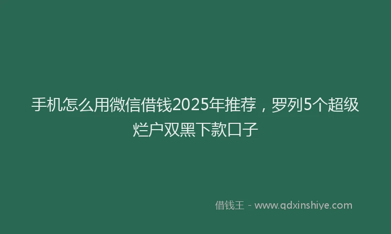 手机怎么用微信借钱2025年推荐，罗列5个超级烂户双黑下款口子