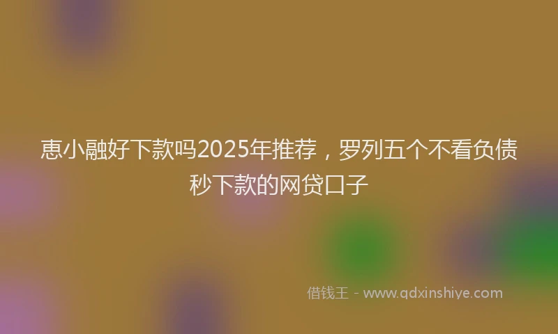 恵小融好下款吗2025年推荐，罗列五个不看负债秒下款的网贷口子