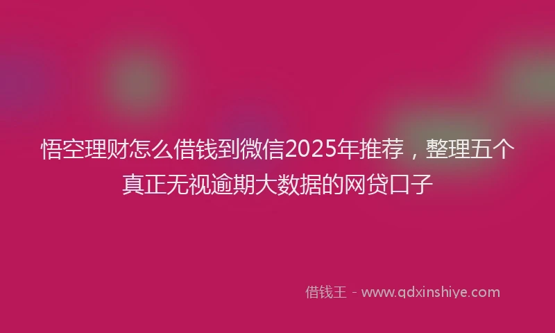 悟空理财怎么借钱到微信2025年推荐，整理五个真正无视逾期大数据的网贷口子
