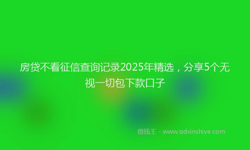 房贷不看征信查询记录2025年精选，分享5个无视一切包下款口子