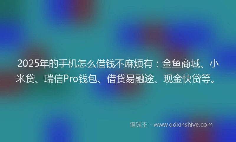 2025年的手机怎么借钱不麻烦有：金鱼商城、小米贷、瑞信Pro钱包、借贷易融途、现金快贷等。