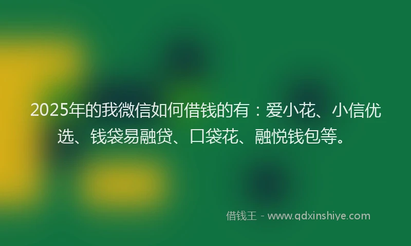 2025年的我微信如何借钱的有：爱小花、小信优选、钱袋易融贷、口袋花、融悦钱包等。