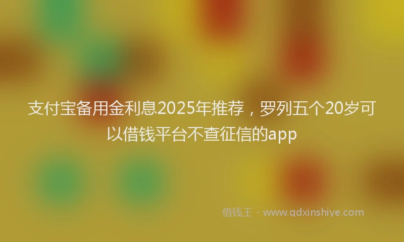 支付宝备用金利息2025年推荐，罗列五个20岁可以借钱平台不查征信的app