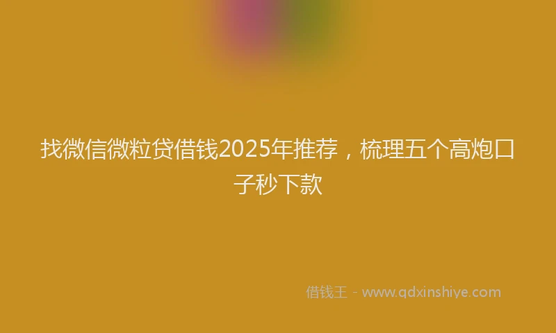 找微信微粒贷借钱2025年推荐，梳理五个高炮口子秒下款