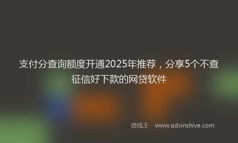 支付分查询额度开通2025年推荐，分享5个不查征信好下款的网贷软件