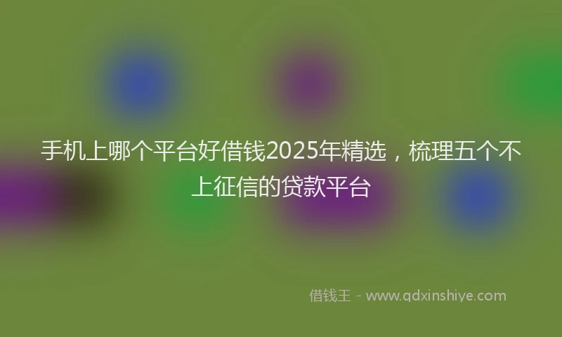 手机上哪个平台好借钱2025年精选，梳理五个不上征信的贷款平台