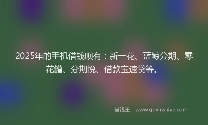 2025年的手机借钱呗有：新一花、蓝鲸分期、零花罐、分期悦、借款宝速贷等。