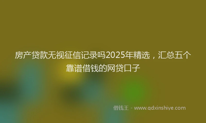 房产贷款无视征信记录吗2025年精选，汇总五个靠谱借钱的网贷口子