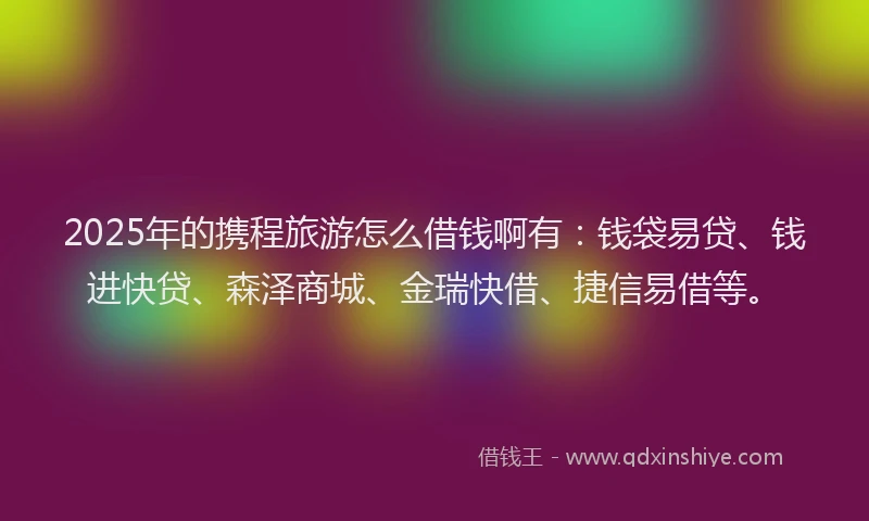 2025年的携程旅游怎么借钱啊有：钱袋易贷、钱进快贷、森泽商城、金瑞快借、捷信易借等。