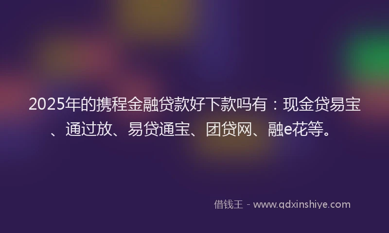 2025年的携程金融贷款好下款吗有：现金贷易宝、通过放、易贷通宝、团贷网、融e花等。