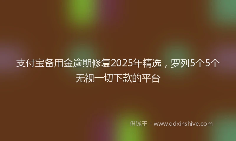 支付宝备用金逾期修复2025年精选，罗列5个5个无视一切下款的平台