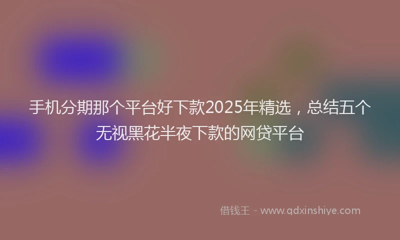 手机分期那个平台好下款2025年精选，总结五个无视黑花半夜下款的网贷平台