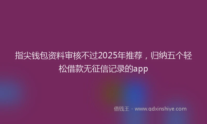 指尖钱包资料审核不过2025年推荐，归纳五个轻松借款无征信记录的app
