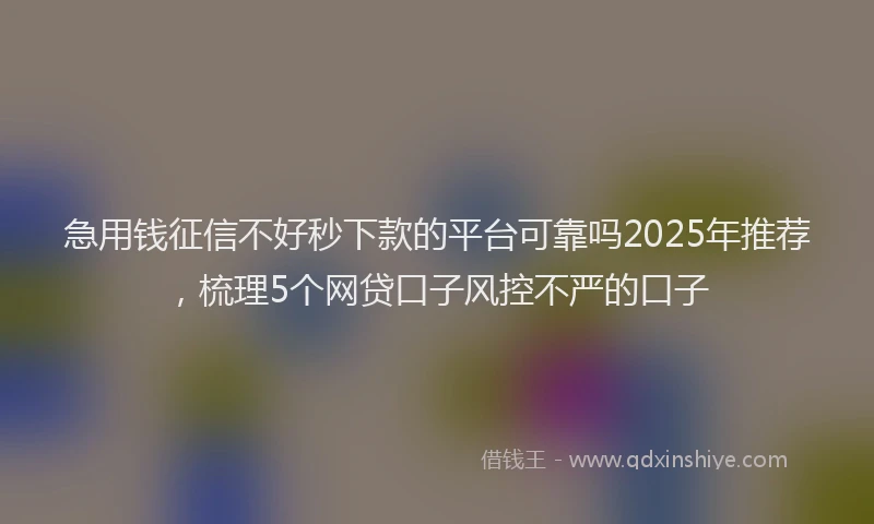 急用钱征信不好秒下款的平台可靠吗2025年推荐，梳理5个网贷口子风控不严的口子