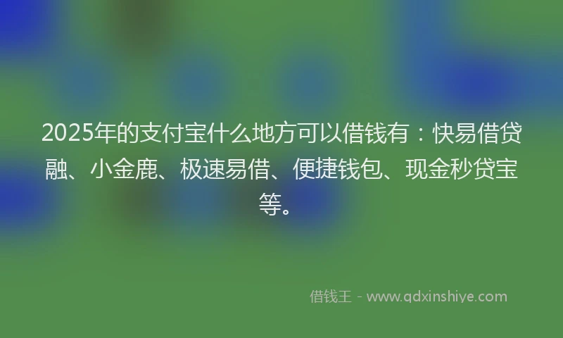 2025年的支付宝什么地方可以借钱有：快易借贷融、小金鹿、极速易借、便捷钱包、现金秒贷宝等。