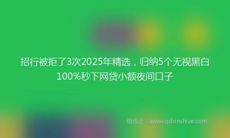 招行被拒了3次2025年精选，归纳5个无视黑白100%秒下网贷小额夜间口子