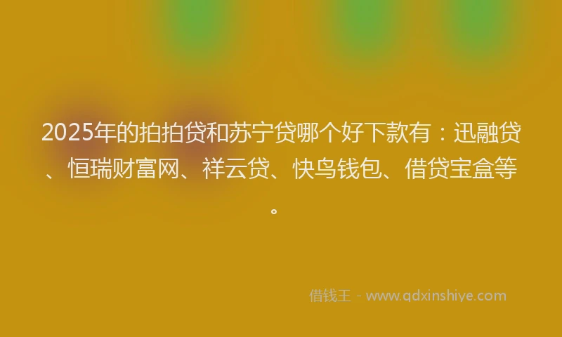 2025年的拍拍贷和苏宁贷哪个好下款有：迅融贷、恒瑞财富网、祥云贷、快鸟钱包、借贷宝盒等。