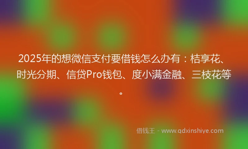 2025年的想微信支付要借钱怎么办有：桔享花、时光分期、信贷Pro钱包、度小满金融、三枝花等。