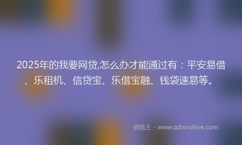 2025年的我要网贷,怎么办才能通过有：平安易借、乐租机、信贷宝、乐借宝融、钱袋速易等。