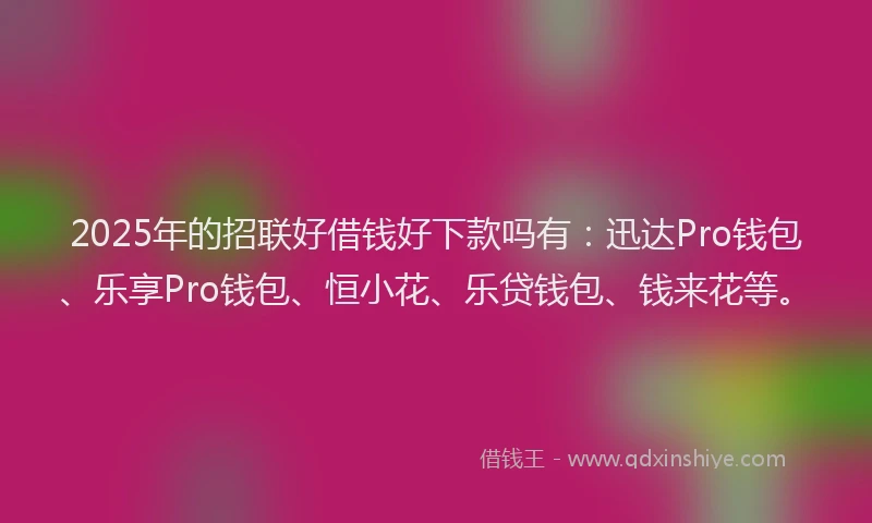 2025年的招联好借钱好下款吗有：迅达Pro钱包、乐享Pro钱包、恒小花、乐贷钱包、钱来花等。