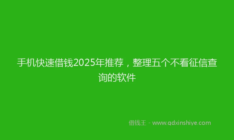 手机快速借钱2025年推荐，整理五个不看征信查询的软件