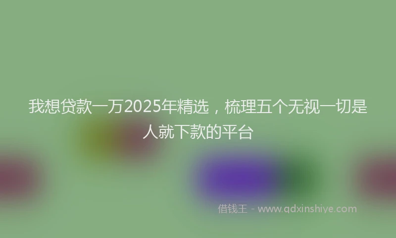 我想贷款一万2025年精选，梳理五个无视一切是人就下款的平台