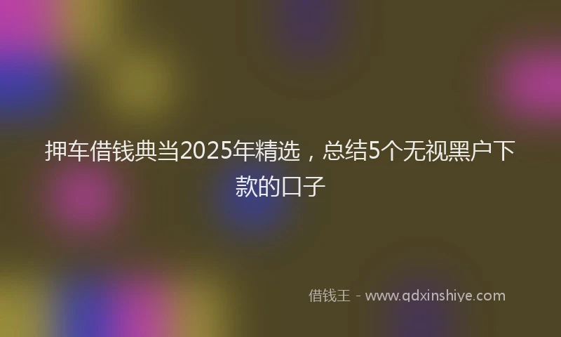押车借钱典当2025年精选，总结5个无视黑户下款的口子