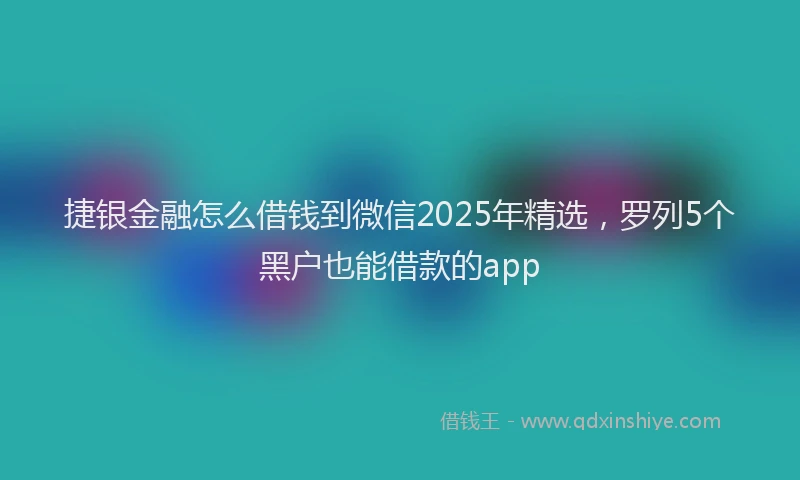 捷银金融怎么借钱到微信2025年精选，罗列5个黑户也能借款的app