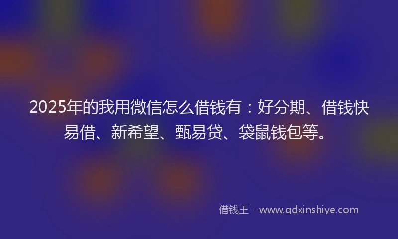 2025年的我用微信怎么借钱有：好分期、借钱快易借、新希望、甄易贷、袋鼠钱包等。