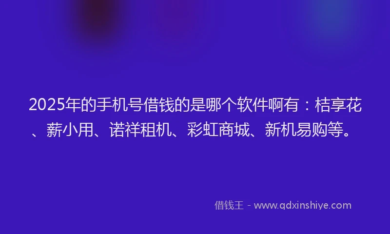 2025年的手机号借钱的是哪个软件啊有：桔享花、薪小用、诺祥租机、彩虹商城、新机易购等。