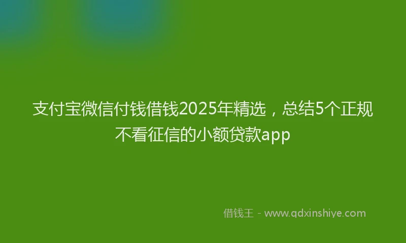 支付宝微信付钱借钱2025年精选，总结5个正规不看征信的小额贷款app