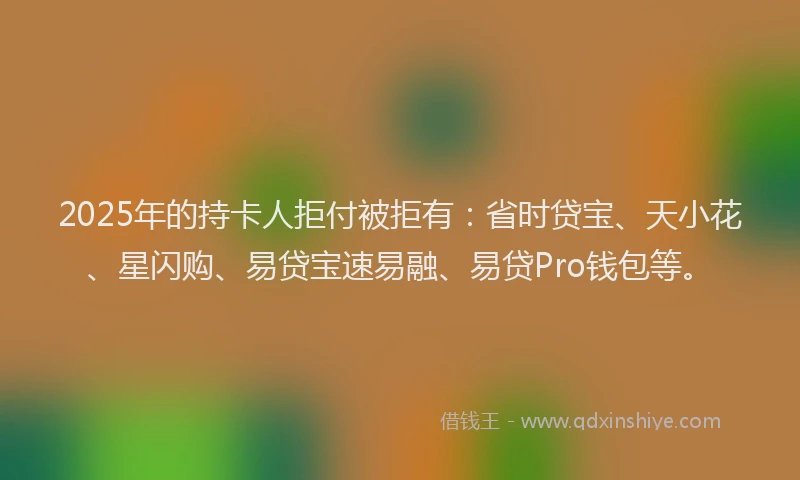 2025年的持卡人拒付被拒有：省时贷宝、天小花、星闪购、易贷宝速易融、易贷Pro钱包等。