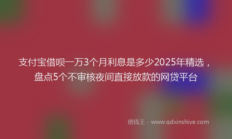 支付宝借呗一万3个月利息是多少2025年精选，盘点5个不审核夜间直接放款的网贷平台