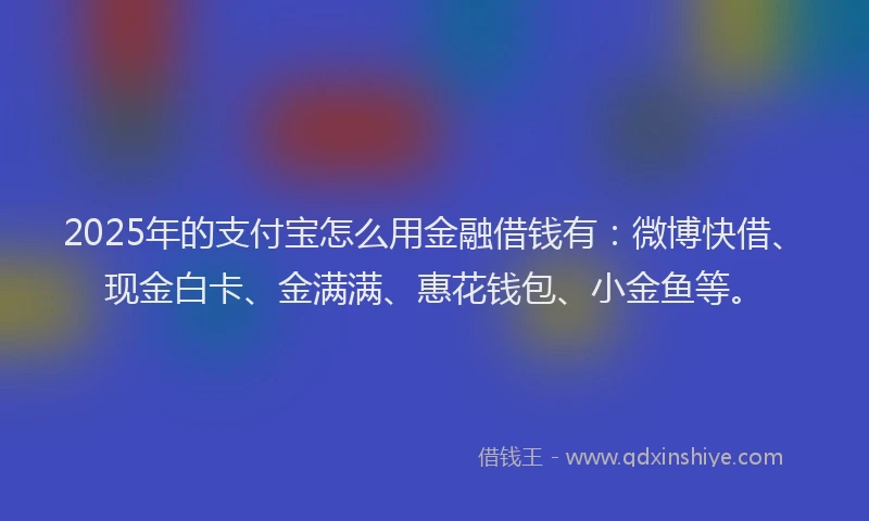 2025年的支付宝怎么用金融借钱有：微博快借、现金白卡、金满满、惠花钱包、小金鱼等。