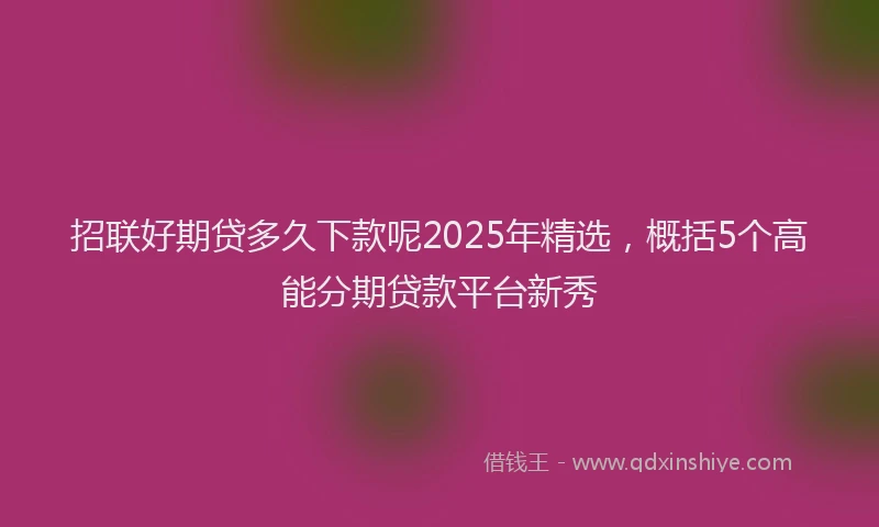 招联好期贷多久下款呢2025年精选，概括5个高能分期贷款平台新秀