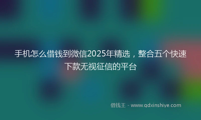 手机怎么借钱到微信2025年精选，整合五个快速下款无视征信的平台