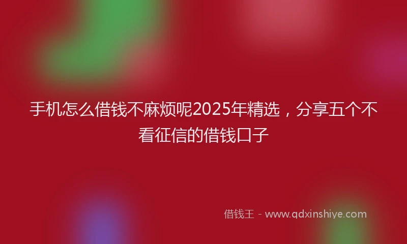 手机怎么借钱不麻烦呢2025年精选，分享五个不看征信的借钱口子
