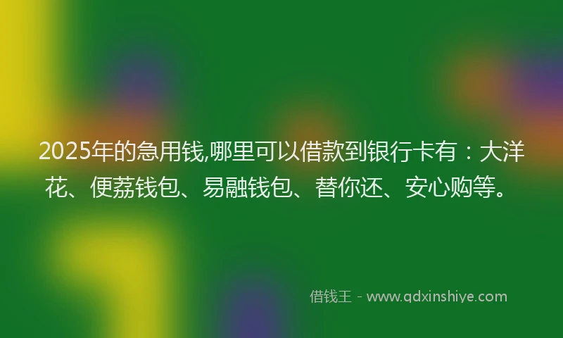 2025年的急用钱,哪里可以借款到银行卡有：大洋花、便荔钱包、易融钱包、替你还、安心购等。