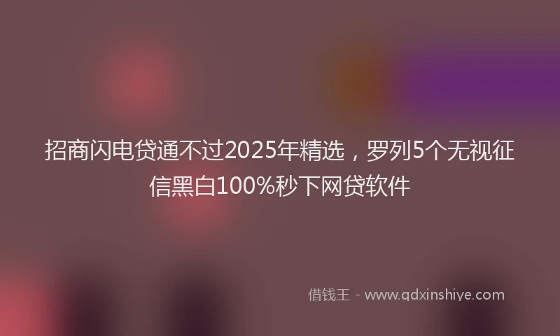招商闪电贷通不过2025年精选，罗列5个无视征信黑白100%秒下网贷软件