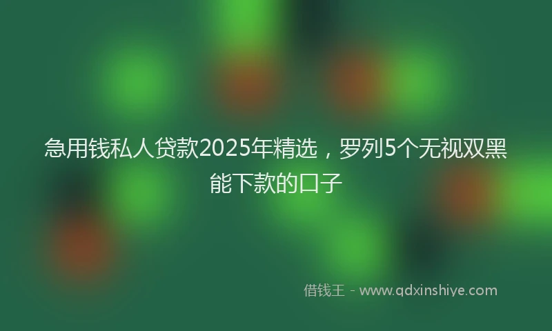 急用钱私人贷款2025年精选，罗列5个无视双黑能下款的口子
