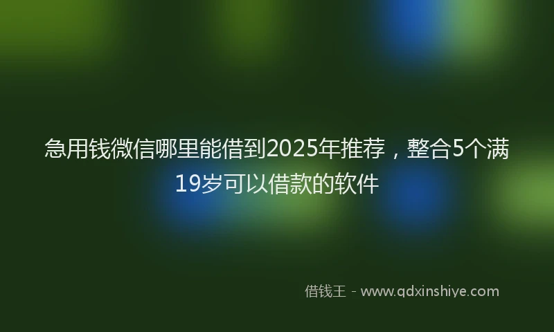 急用钱微信哪里能借到2025年推荐，整合5个满19岁可以借款的软件