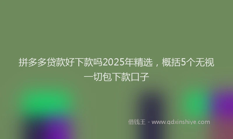 拼多多贷款好下款吗2025年精选，概括5个无视一切包下款口子