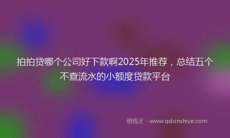 拍拍贷哪个公司好下款啊2025年推荐，总结五个不查流水的小额度贷款平台