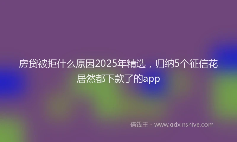 房贷被拒什么原因2025年精选，归纳5个征信花居然都下款了的app
