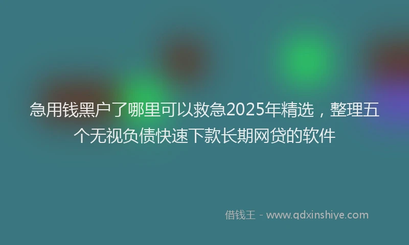 急用钱黑户了哪里可以救急2025年精选，整理五个无视负债快速下款长期网贷的软件