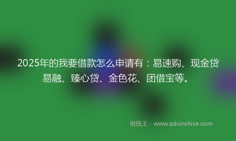 2025年的我要借款怎么申请有：易速购、现金贷易融、臻心贷、金色花、团借宝等。