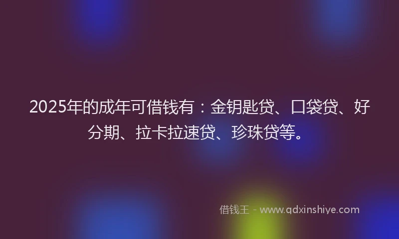 2025年的成年可借钱有：金钥匙贷、口袋贷、好分期、拉卡拉速贷、珍珠贷等。