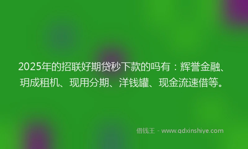 2025年的招联好期贷秒下款的吗有：辉誉金融、玥成租机、现用分期、洋钱罐、现金流速借等。