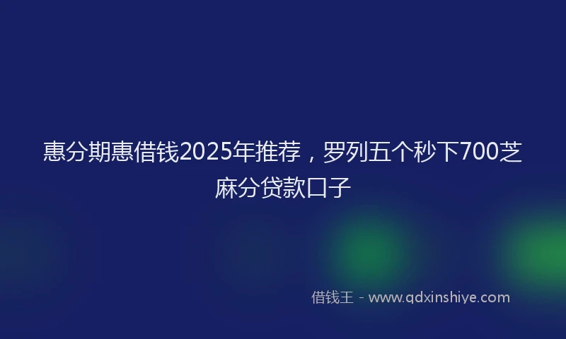 惠分期惠借钱2025年推荐，罗列五个秒下700芝麻分贷款口子