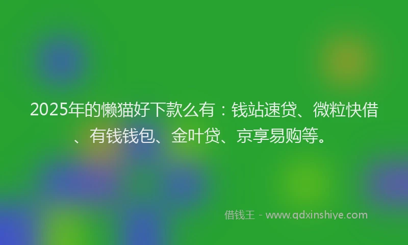 2025年的懒猫好下款么有：钱站速贷、微粒快借、有钱钱包、金叶贷、京享易购等。
